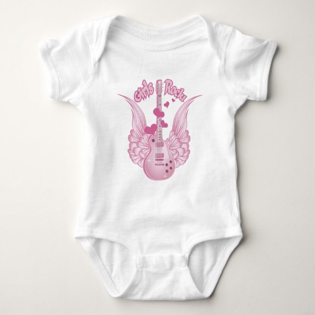 Girly Winged Guitar Baby Strampler (Vorderseite)