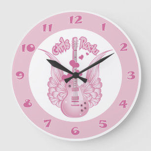 Girly Winged Guitar Große Wanduhr