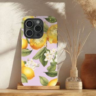 Girly Yellow , Mauve and Gold Lemon Fruit Trellis Case-Mate iPhone Hülle