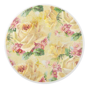 Girly Yellow Roses und Pink Daisies Keramikknauf
