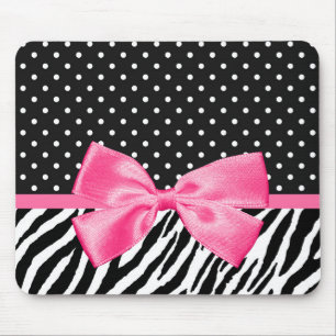 Girly Zebra-Druck-Polka-Punkte und niedliches rosa Mousepad