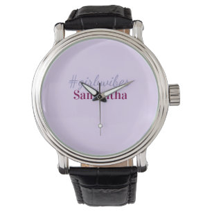 Girlyvibes Hashtag helllila rosa weibliche Vibes Armbanduhr