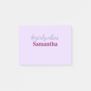Girlyvibes Hashtag helllila rosa weibliche Vibes Post-it Klebezettel