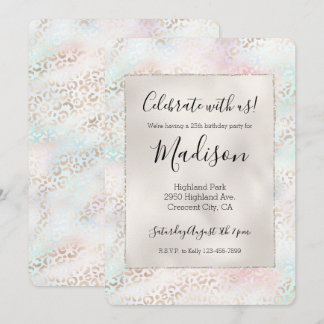 Giro Aqua Blush Pink Gold Leopard Print Einladung