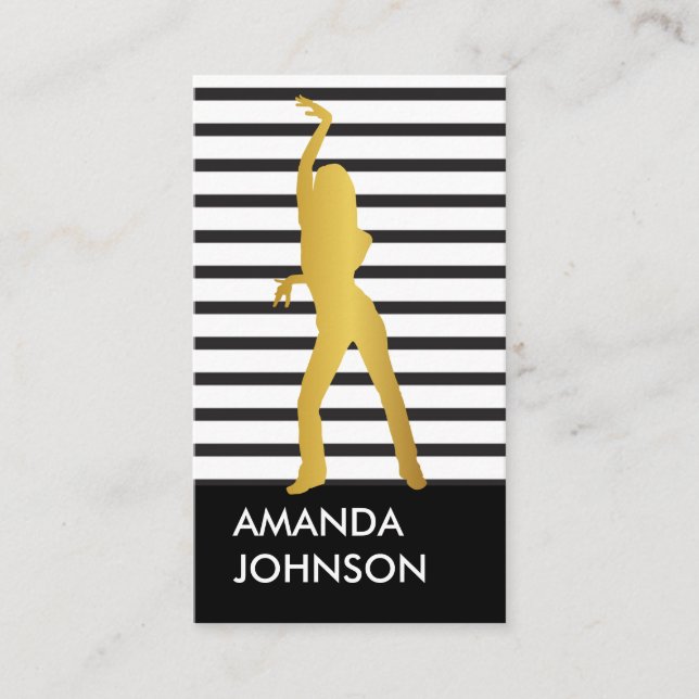 Giro Dance School Schwarz-weiß Stripes Visitenkarte (Vorderseite)