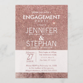 Giro Modern Rose Gold Glitzer Foil Verlobung Einladung