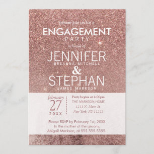 Giro Modern Rose Gold Glitzer Foil Verlobung Einladung