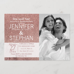 Giro Modern Rose Gold Glitzer Foil Verlobung Einladung