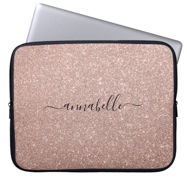 Giro Modern Script Rosa Rose Gold Glitzer Sparkle Laptopschutzhülle (Vorderseite)