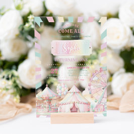 Giro Pastel Colour Carnival Circus Kindergeburtsta Acryleinladungen