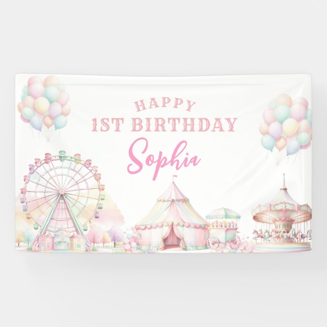 Giro Pastel Colour Carnival Circus Kindergeburtsta Banner (Horizontal)