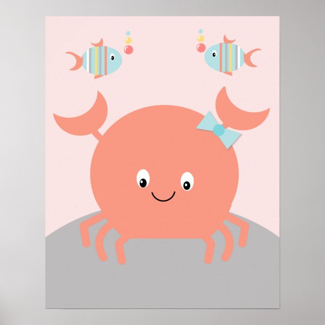 Giro Sea Ocean Life Pink Crab Art Poster (Vorne)