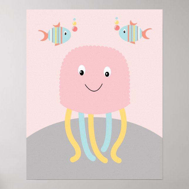 Giro Sea Ocean Life Pink Qualle Art Poster (Vorne)