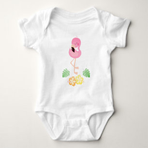 Giro Tropical Blume Flamingo Watercolor Baby Strampler