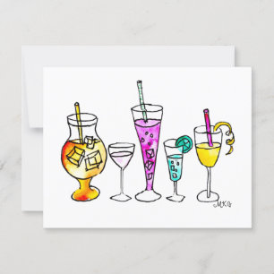 Giro Watercolor Sommercocktails Mitteilungskarten