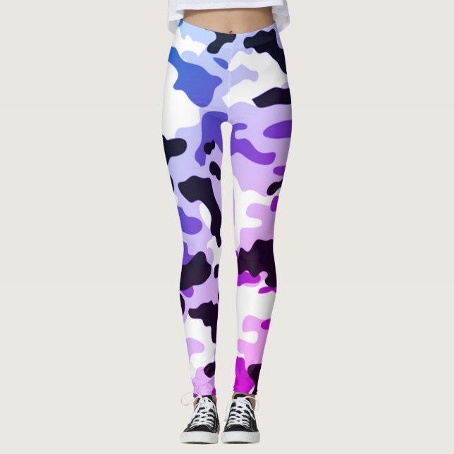 Giron in Fashion Lila Blue Black & White Army Leggings (Vorderseite)