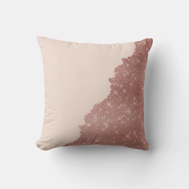 Girona Modern Rose Gold Glitzer Rosa Split Kissen (Vorderseite)
