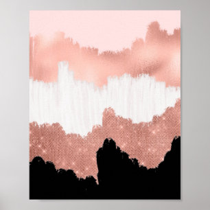 Girona Modern Rose Gold Pink Glitzer Pinselstrich Poster