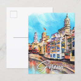 Girona Spanien Aquarellbilder Postkarte