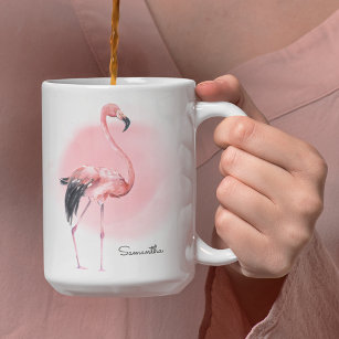 Girona Tropical Pink Flamingo mit beliebigem Namen Kaffeetasse