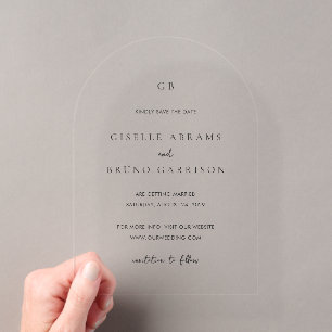 Giselle Monogram Elegant Wedding Save the Date Acryleinladungen