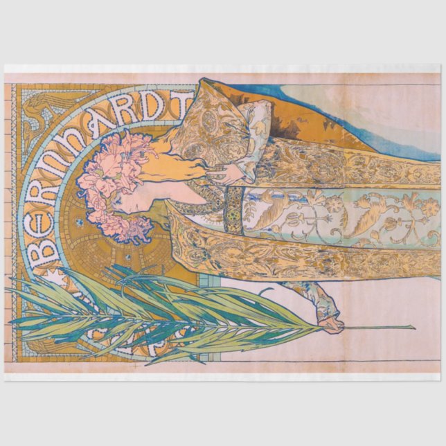 Gismonda, Sarah Bernhardt, Mucha Seidenpapier (Vorderseite)