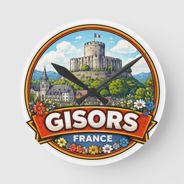 Gisors France  Runde Wanduhr (Vorderseite)