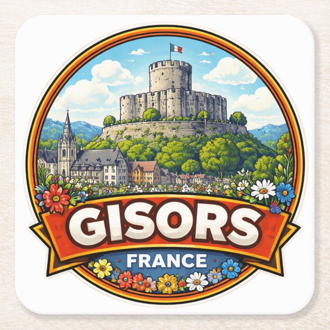 Gisors Frankreich  Rechteckiger Pappuntersetzer (Vorderseite)