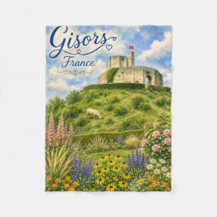 Gisors Frankreich Schloss Normandie Aquarell Fleecedecke
