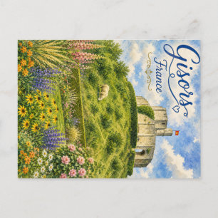 Gisors Frankreich Schloss Normandie Aquarell Postkarte