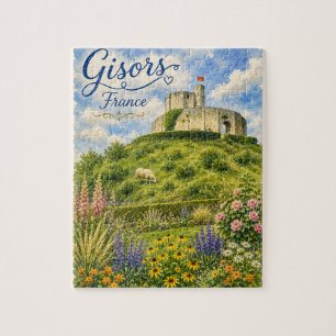 Gisors Frankreich Schloss Normandie Aquarell Puzzle