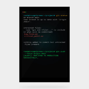 Git Push Force Main - Entwickler-Terminal Acrylschild