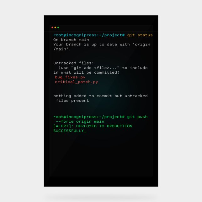 Git Push Force Main - Entwickler-Terminal Acrylschild (Vorderseite)