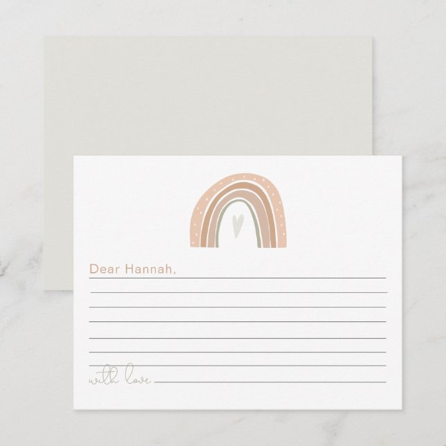 GITA Boho Pastel Rainbow 1st Birthday Time Kapsel Begleitkarte (Vorne/Hinten)