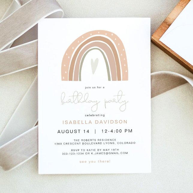 GITA Pastel Rainbow Birthday Party Einladung (Von Creator hochgeladen)