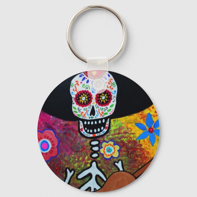 Gitarero Serenata Dia de los Muertos Schlüsselanhänger (Vorderseite)