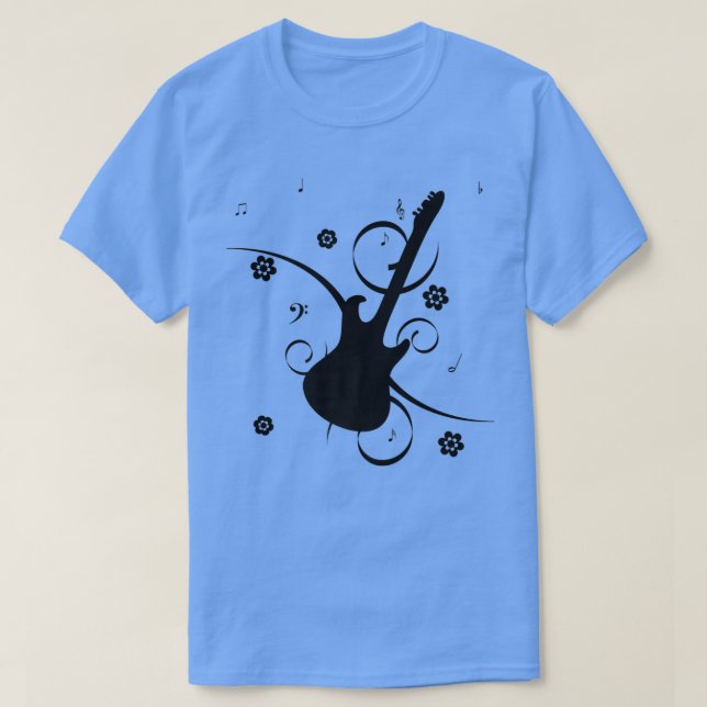 GITARMUSIK SILHOUETTE BLUME TREBLES KREIS T-Shirt (Design vorne)