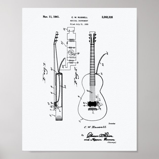 Gitarre 1941 Weißbuch zum Thema Patentkunst Poster (Vorne)