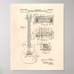 Gitarre 1955 Patentart - Alte Peper Poster