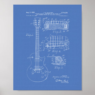 Gitarre 1955 Patentkunst - Blaupause Poster