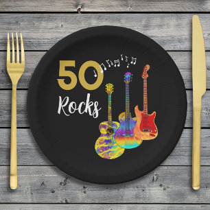 Gitarre 50. Geburtstagsfeier 50 Rocks Pappteller