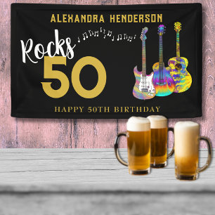Gitarre 50 Rocks 50. Geburtstagsparty Banner