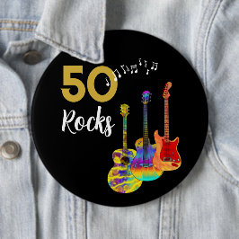 Gitarre 50 Rocks 50. Geburtstagsparty Button