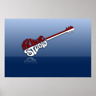 Gitarre-564924 MUSIC STUDIO GUITAR TYPOGRAPHY RED Poster