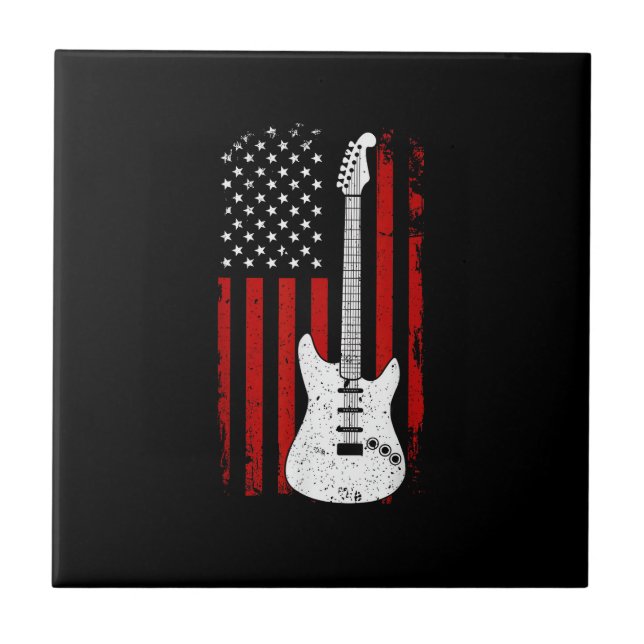 Gitarre Amerikanische US-Flagge Musik-Player E-Git Fliese (Vorderseite)