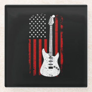 Gitarre amerikanischer US-Flaggen-Musik-Player-Ele Glasuntersetzer
