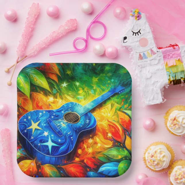 Gitarre Art Pappteller (Party)