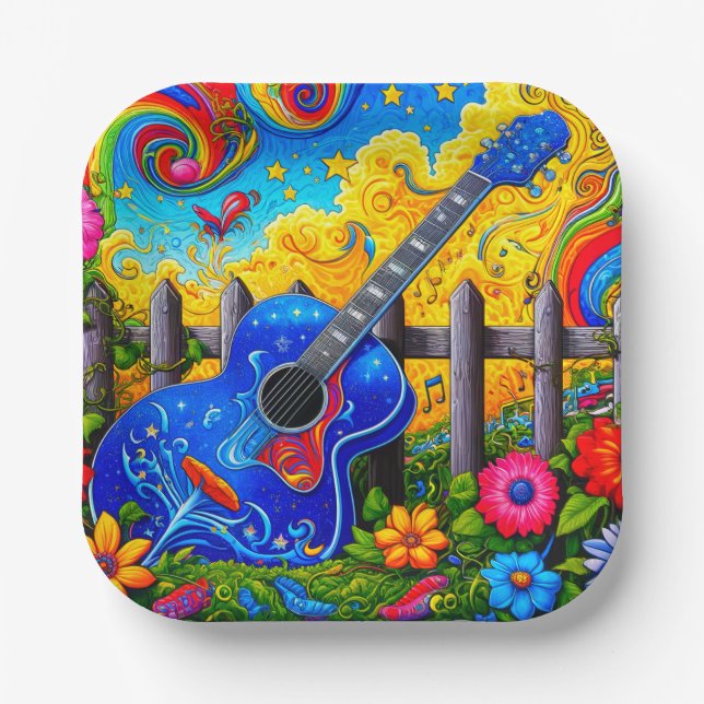 Gitarre Art Pappteller (Vorderseite)