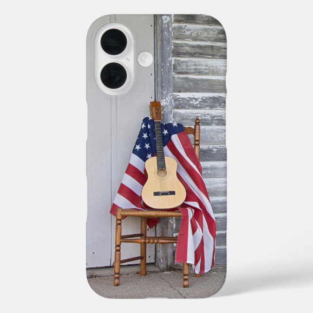 Gitarre auf amerikanischer Flagge Case-Mate iPhone Hülle (Rückseite)