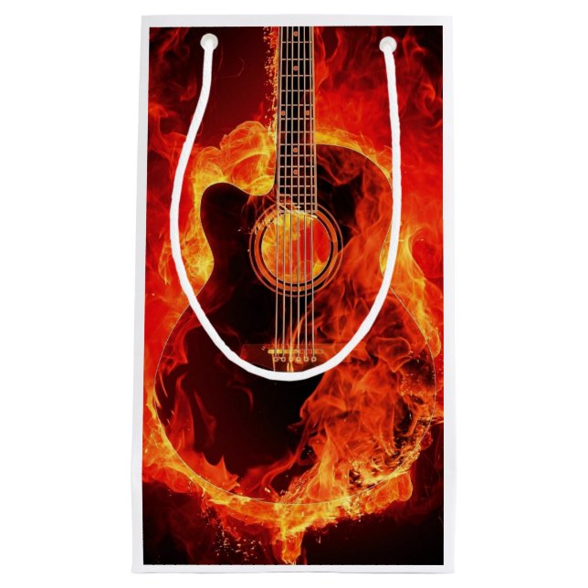 Gitarre auf Feuer Kleine Geschenktüte (Vorderseite)